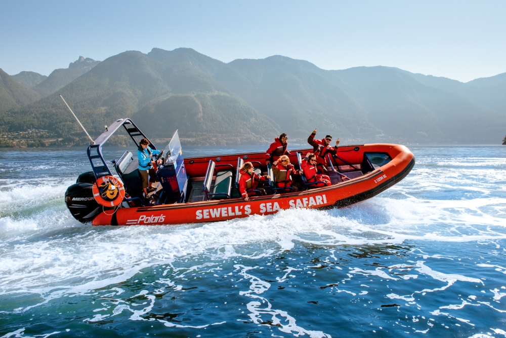 A group white water rafting in Canada